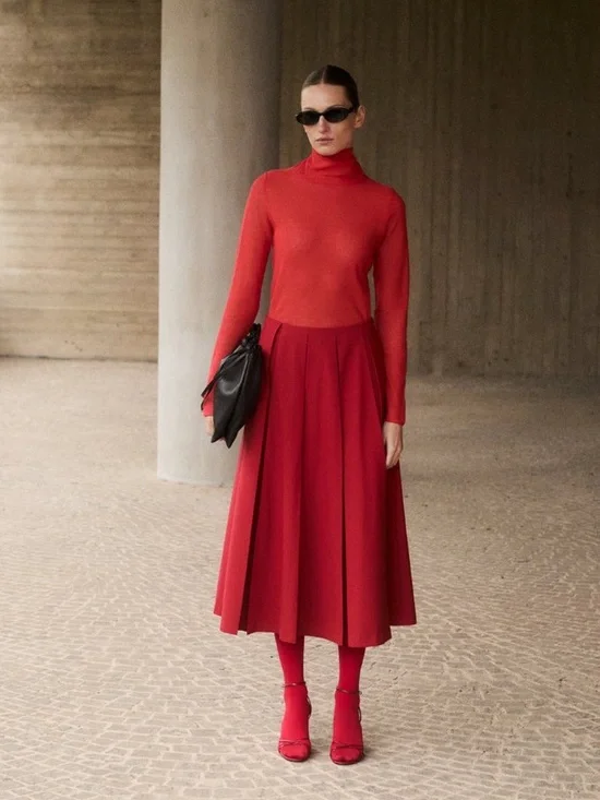 Mango Wool Blend Pleated Skirt New - Picture 5 of 6